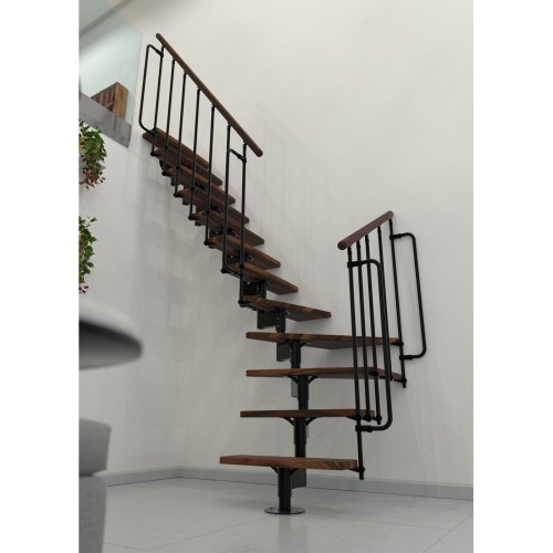 Minka Mittelholmtreppe Joker Turn 35 - 304cm Geschosshöhe Walnuss Schwarz