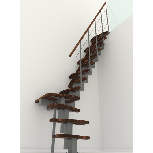 Minka Mittelholmtreppe Quatro Turn 38 - 298cm Geschosshöhe Walnuss Grau