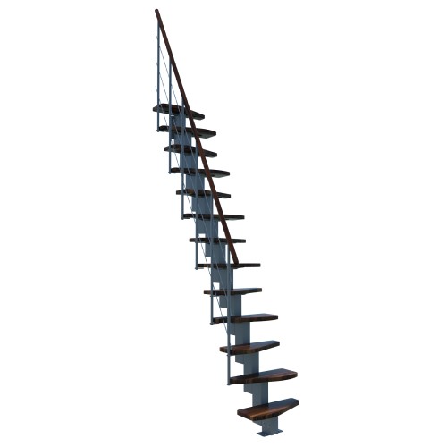 Minka Mittelholmtreppe Quatro 38 - 298cm Geschosshöhe Walnuss Grau