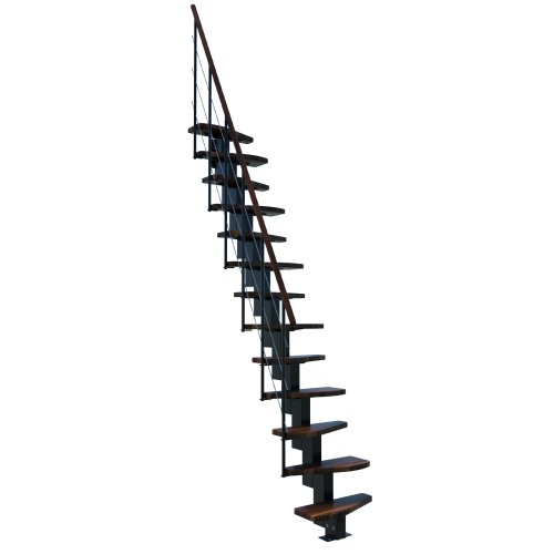 Minka Mittelholmtreppe Quatro 38 - 298cm Geschosshöhe Walnuss Schwarz