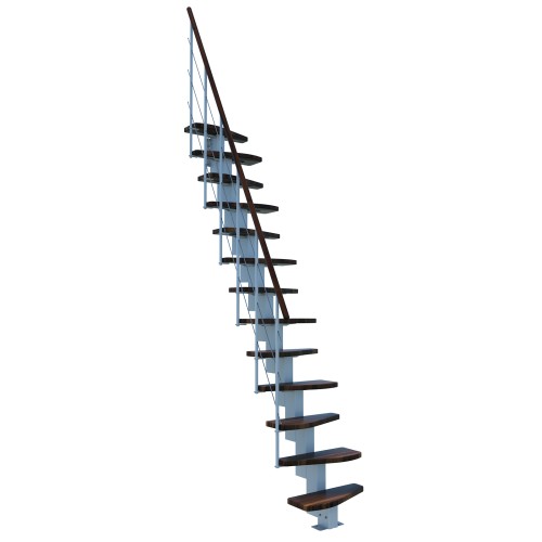 Minka Mittelholmtreppe Quatro 38 - 298cm Geschosshöhe Walnuss Weiß