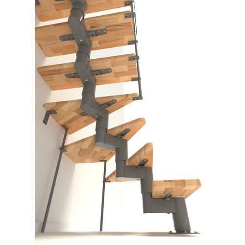 Minka Mittelholmtreppe Comfort Top Turn 37 - 312cm Geschosshöhe Buche Grau