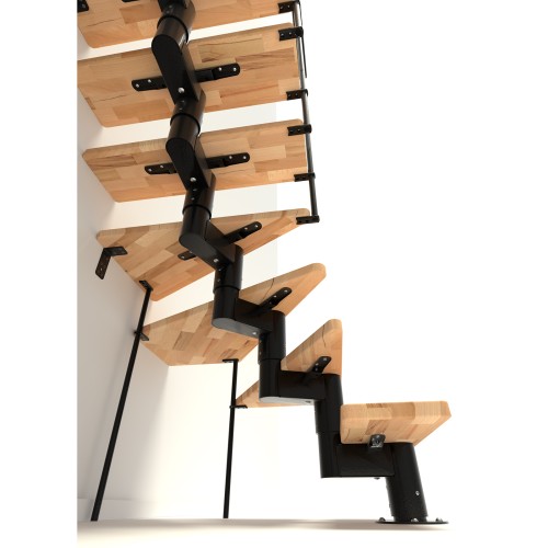 Minka Mittelholmtreppe Comfort Top Turn 37 - 312cm Geschosshöhe Buche Schwarz