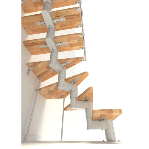 Minka Mittelholmtreppe Comfort Top Turn 37 - 312cm Geschosshöhe Buche Weiß