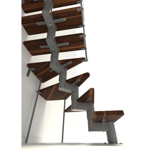 Minka Mittelholmtreppe Comfort Top Turn 37 - 312cm Geschosshöhe Walnuss Grau