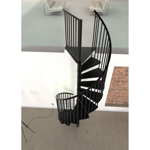 Minka Spindeltreppe Rondo Smart 37 - 305,5cm Geschosshöhe Schwarz 120cm Durchmesser