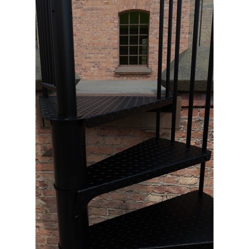 Minka Außenspindeltreppe Rondo Zink Color 38 - 305,5cm Geschosshöhe Schwarz 160cm Durchmesser