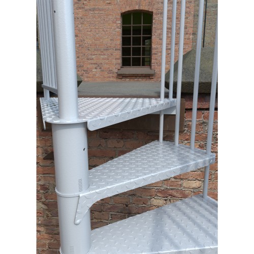 Minka Außenspindeltreppe Rondo Zink Color 38 - 305,5cm Geschosshöhe Weiß 160cm Durchmesser