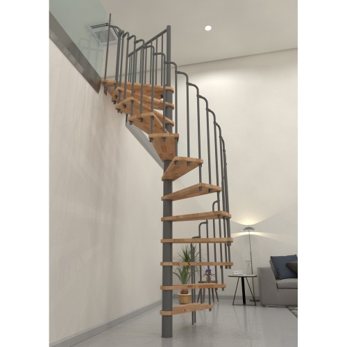 Minka Spindeltreppe Paris 38 - 282cm Geschosshöhe Buche Grau 140cm Durchmesser