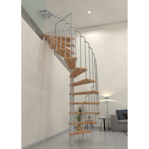Minka Spindeltreppe Paris 38 - 282cm Geschosshöhe Buche Weiß 140cm Durchmesser