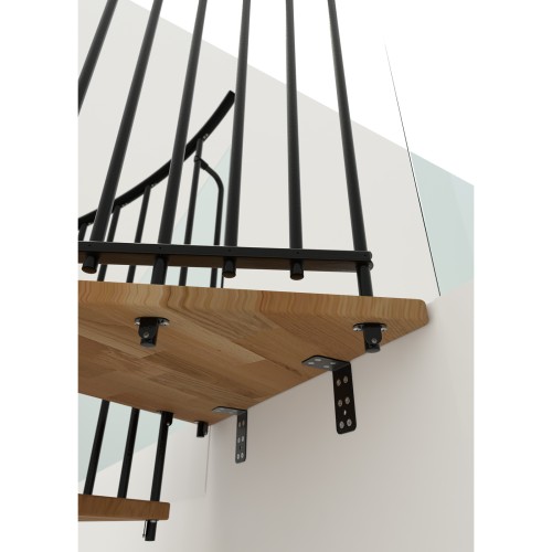 Minka Spindeltreppe Spiral Smart 38 - 305,5cm Geschosshöhe Eiche Schwarz 160cm Durchmesser