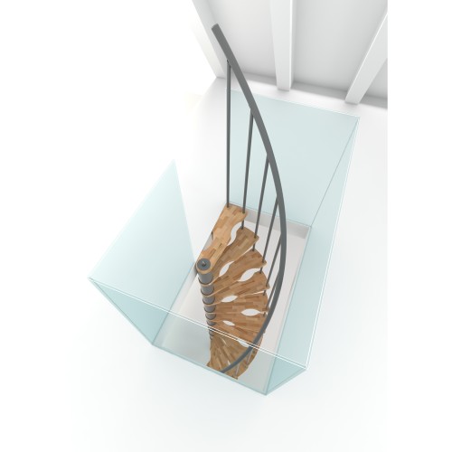 Minka Spindeltreppe Suono Smart 38 - 305,5cm Geschosshöhe Buche Grau für 140x78cm Deckenöffnung