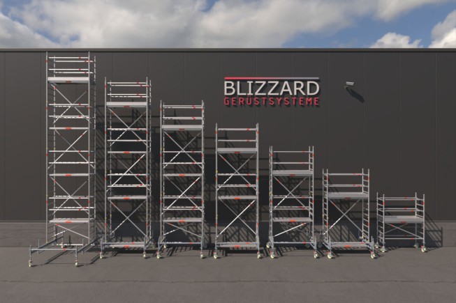 ROLLE Fahrbare Arbeitsbühne Rollgerüst Blizzard Gerüstsysteme 1,80x0,75m Typ 4603 AH bis 9,76m