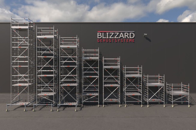 ROLLE Fahrbare Arbeitsbühne Rollgerüst Blizzard Gerüstsysteme 1,80x1,50m Typ 4604 AH bis 10,79m