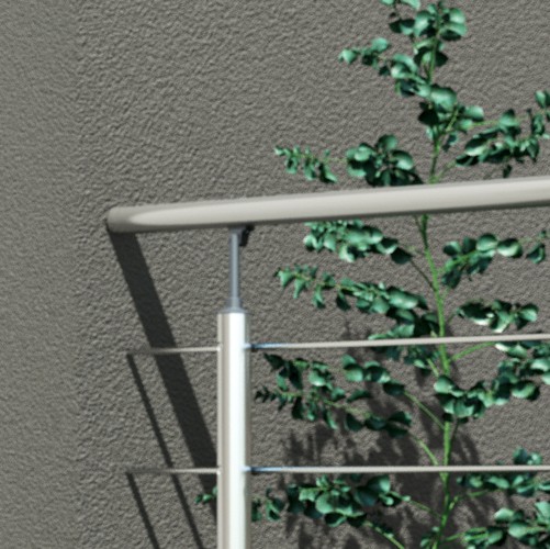 Dolle Brüstungsgelander zur Wandmontage 1,5m Aluminium mitlaufende Edelstahlstäbe, Pfosten und Handlauf rund