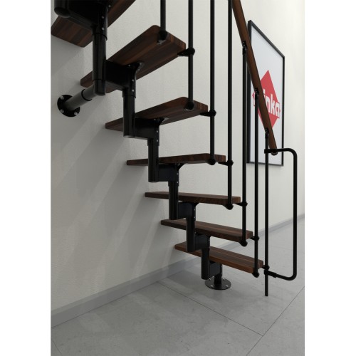 Minka Mittelholmtreppe Joker 35 - 304cm Geschosshöhe Walnuss Schwarz