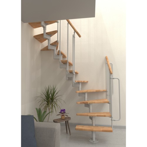 Minka Mittelholmtreppe Joker Turn 180° 35 - 304cm Geschosshöhe Buche Weiß
