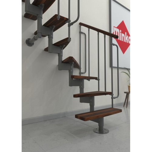 Minka Mittelholmtreppe Joker Turn 35 - 304cm Geschosshöhe Walnuss Grau