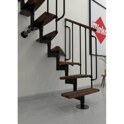 Minka Mittelholmtreppe Joker Turn 35 - 304cm Geschosshöhe Walnuss Schwarz