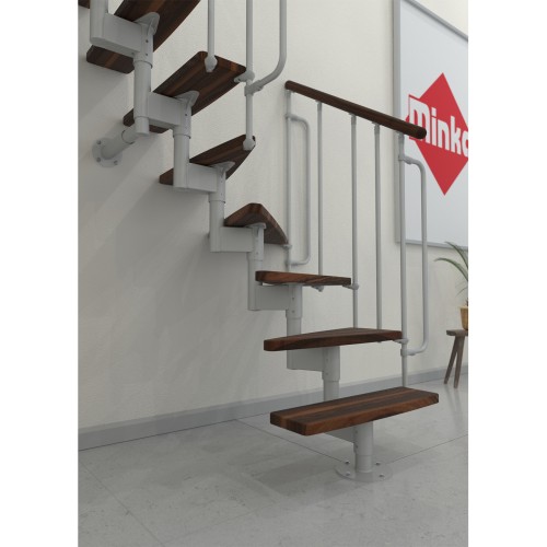 Minka Mittelholmtreppe Joker Turn 35 - 304cm Geschosshöhe Walnuss Weiß
