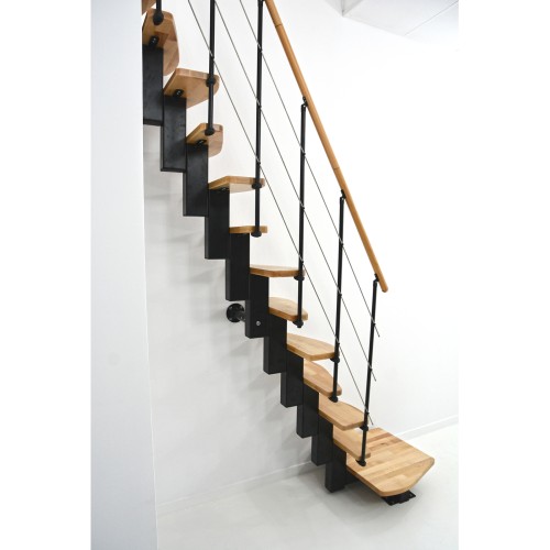 Minka Mittelholmtreppe Quatro Turn 38 - 298cm Geschosshöhe Buche Schwarz