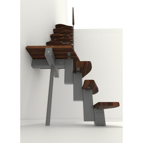 Minka Mittelholmtreppe Quatro Turn 38 - 298cm Geschosshöhe Walnuss Grau