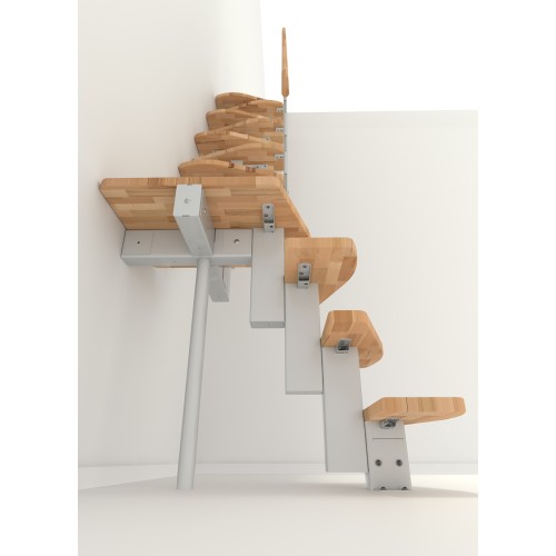 Minka Mittelholmtreppe Quatro Turn 38 - 298cm Geschosshöhe Buche Weiß