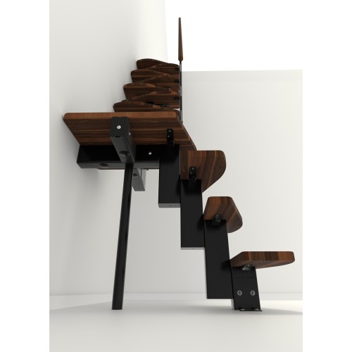 Minka Mittelholmtreppe Quatro Turn 38 - 298cm Geschosshöhe Walnuss Schwarz