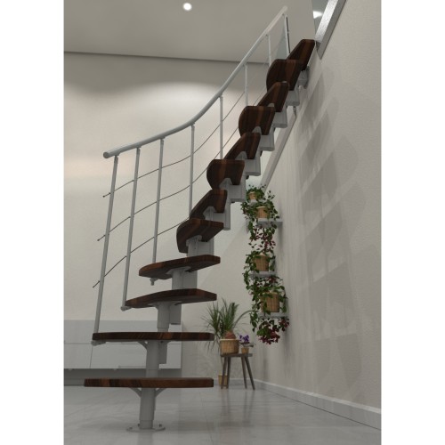 Minka Mittelholmtreppe Nizza 35 - 293,8cm Geschosshöhe Walnuss Weiß