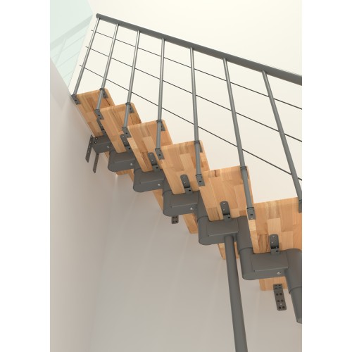 Minka Mittelholmtreppe Comfort Top Turn 37 - 312cm Geschosshöhe Buche Grau