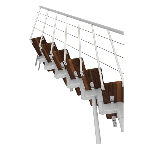 Minka Mittelholmtreppe Comfort Top Turn 37 - 312cm Geschosshöhe Walnuss Weiß
