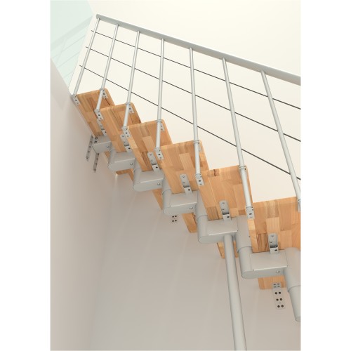 Minka Mittelholmtreppe Comfort Top Turn 37 - 312cm Geschosshöhe Buche Weiß