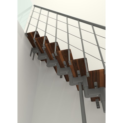 Minka Mittelholmtreppe Comfort Top Turn 37 - 312cm Geschosshöhe Walnuss Grau