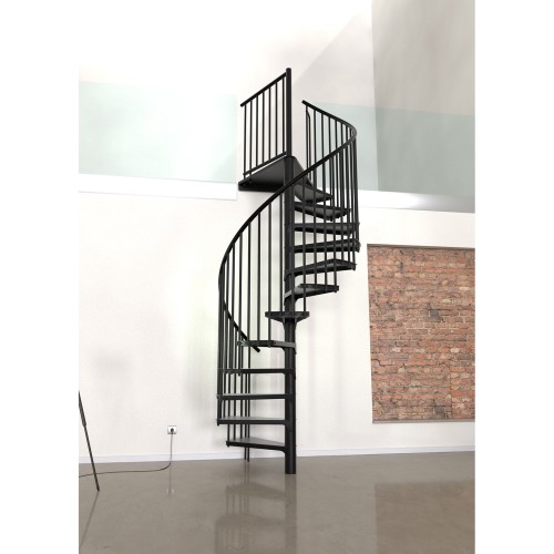Minka Spindeltreppe Rondo Smart 37 - 305,5cm Geschosshöhe Schwarz 120cm Durchmesser
