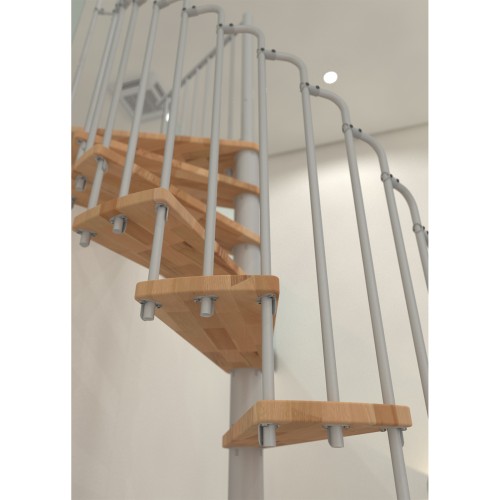 Minka Spindeltreppe Paris 38 - 282cm Geschosshöhe Buche Weiß 140cm Durchmesser