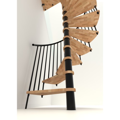 Minka Spindeltreppe Spiral Smart 38 - 305,5cm Geschosshöhe Buche Schwarz 160cm Durchmesser