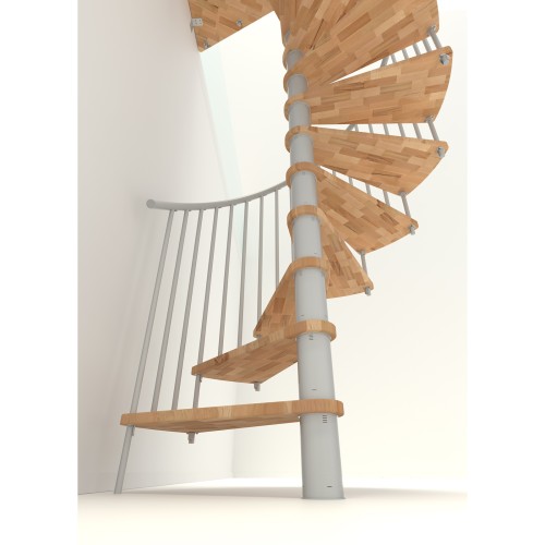 Minka Spindeltreppe Spiral Smart 38 - 305,5cm Geschosshöhe Buche Weiß 100cm Durchmesser