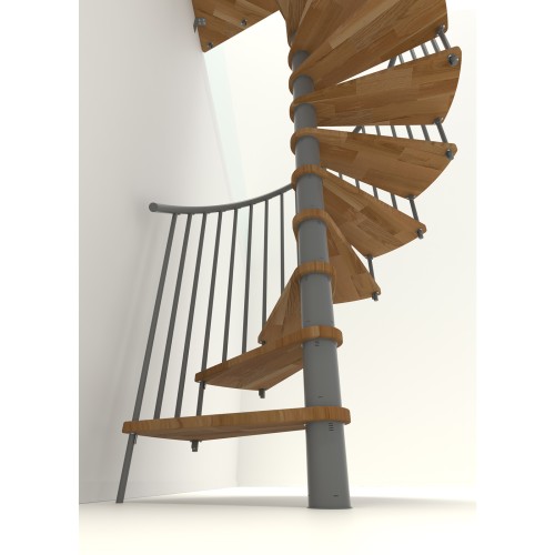 Minka Spindeltreppe Spiral Smart 38 - 305,5cm Geschosshöhe Eiche Grau 140cm Durchmesser