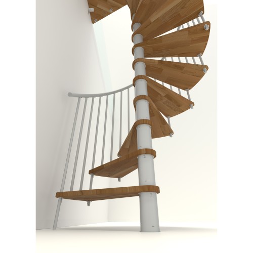 Minka Spindeltreppe Spiral Smart 38 - 305,5cm Geschosshöhe Eiche Weiß 140cm Durchmesser