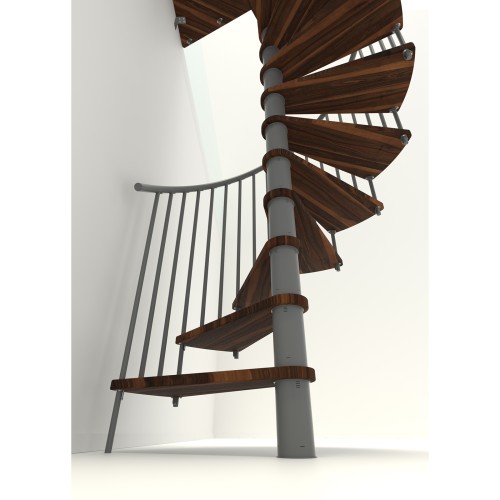 Minka Spindeltreppe Spiral Smart 38 - 305,5cm Geschosshöhe Walnuss Grau 140cm Durchmesser