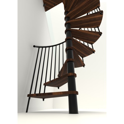 Minka Spindeltreppe Spiral Smart 38 - 305,5cm Geschosshöhe Walnuss Schwarz 160cm Durchmesser