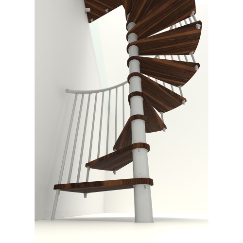 Minka Spindeltreppe Spiral Smart 38 - 305,5cm Geschosshöhe Walnuss Weiß 120cm Durchmesser