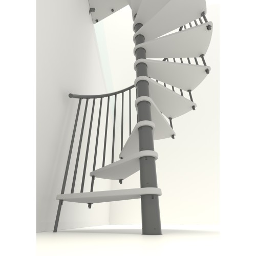 Minka Spindeltreppe Spiral Smart 38 - 305,5cm Geschosshöhe Weiß Grau 140cm Durchmesser