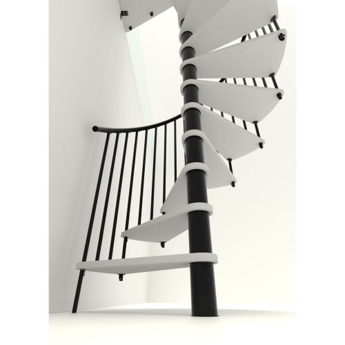 Minka Spindeltreppe Spiral Smart 38 - 305,5cm Geschosshöhe Weiß Schwarz 120cm Durchmesser