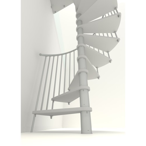 Minka Spindeltreppe Spiral Smart 38 - 305,5cm Geschosshöhe Weiß Weiß 140cm Durchmesser