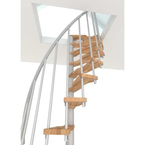 Minka Spindeltreppe Suono Smart 38 - 305,5cm Geschosshöhe Buche Weiß für 120x68cm Deckenöffnung