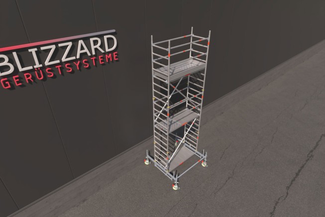 ROLLE Fahrbare Arbeitsbühne Rollgerüst Blizzard Gerüstsysteme 1,80x0,75m Typ 4603 AH bis 9,76m