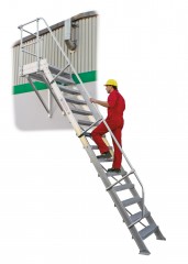 MUNK Treppe mit Plattform 60° inkl. einen Handlauf, 600mm Stufenbreite, 14 Stufen