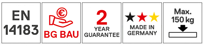 DIN EN 1004, Made in Germany, Industriefähig, Privater Gebrauch, Belastung