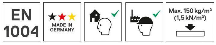 DIN EN 1004, Made in Germany, Industriefähig, Privater Gebrauch, Belastung